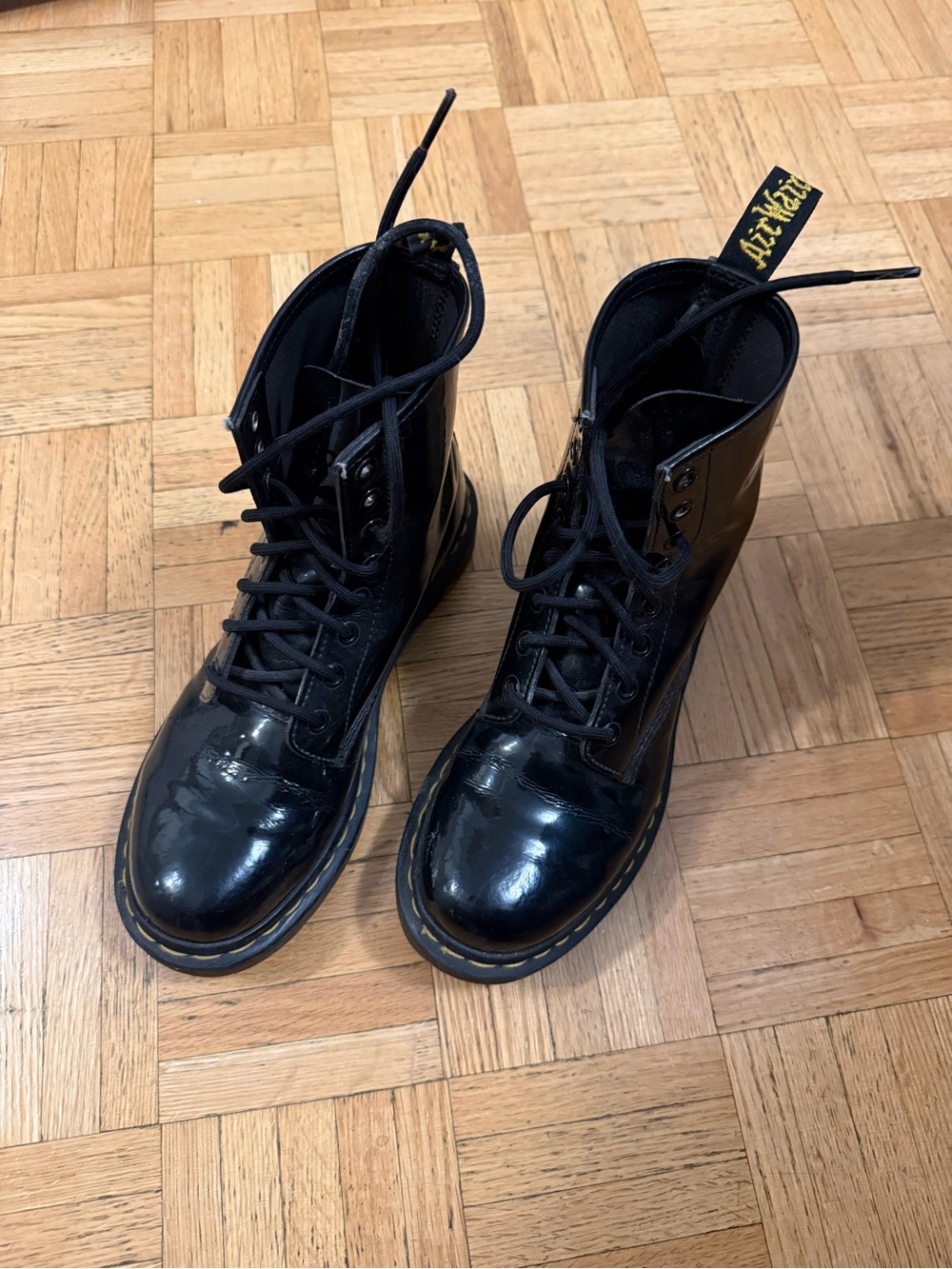 Dr. Martens Women’s Black Patent Leather 8-Eye Lace-Up Boots- Size US8